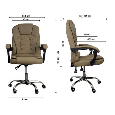 Cadeira De Escritório Presidente Reclinável Ergonômica Bege