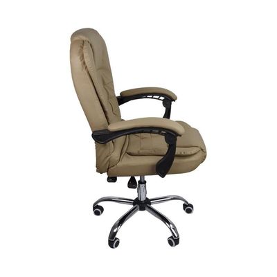 Cadeira De Escritório Presidente Reclinável Ergonômica Bege