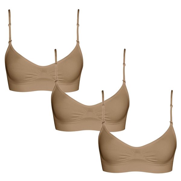 Kit 3 Tops Selene Regulável Sem Costura Feminino - Chocolate P / Bege