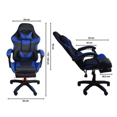 Kit 2 Cadeiras Gamer Stillus Ergonômica Com Apoio Para Os Pés Azul