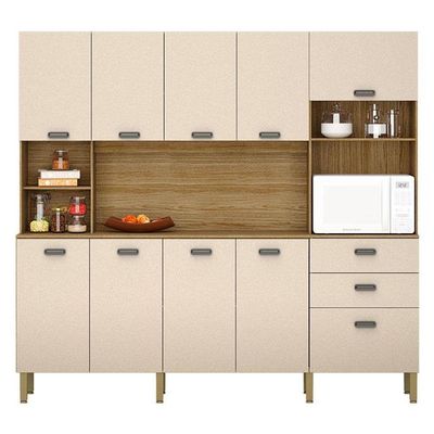 Cozinha Ambiente Intense 10 Portas E 2 Gavetas Freijó Vanilla - Kits Paraná