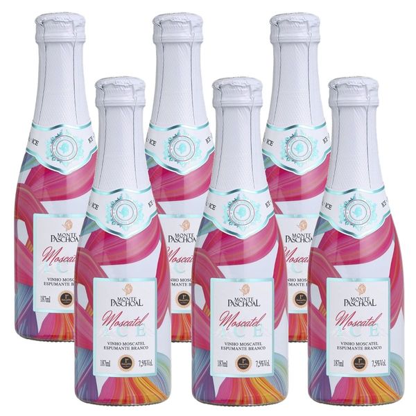 Kit 06 Un. Mini Espumante Monte Paschoal Moscatel Ice 187ml