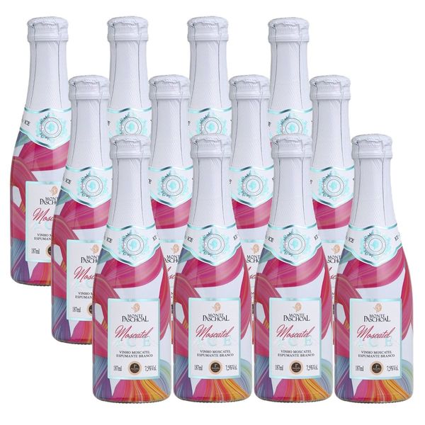 Kit 12 Un. Mini Espumante Monte Paschoal Moscatel Ice 187ml