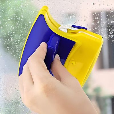 Limpa Vidro Magnético Amarelo Limpeza Pelos Dois Lados Escova Rodo Para Janelas Aquários Box