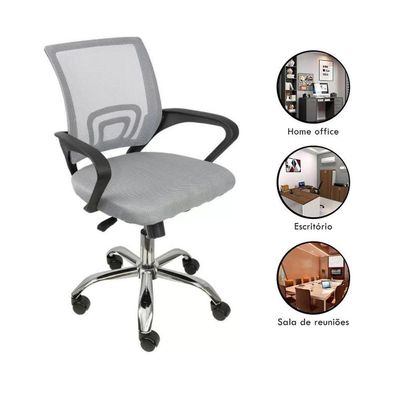 Kit 3 Cadeiras De Escritório Begonia Tela Mesh Ergonômico Cinza