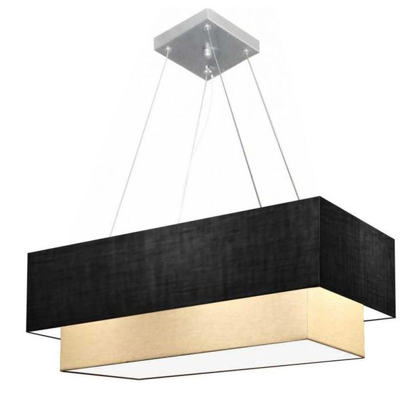 Lustre Duplo Retangular Md-4138 70x30 60x25 Preto Bege