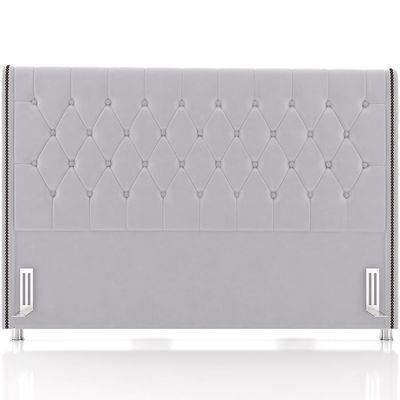 Cabeceira Cama Box Queen 160cm Estofada Frizza P05 Veludo Cinza - Lyam Decor