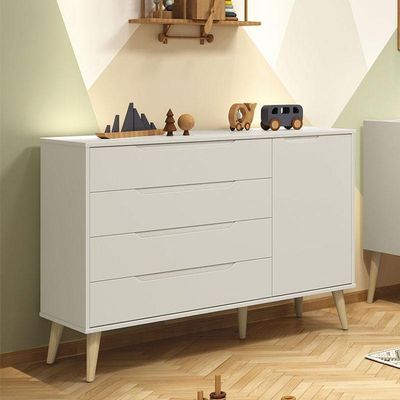 Cômoda Com Porta Retrô Elfe Areia Acetinado Natural - Reller