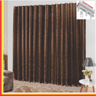 Cortina Tropical em Jacquard 3,00 x 2,70 Para Trilho Suisso - Tabaco