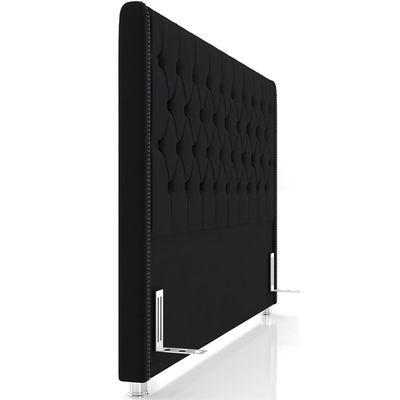 Cabeceira Cama Box King 195cm Estofada Frizza P05 Veludo Preto - Lyam Decor