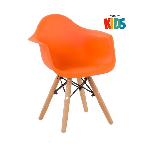 Cadeira Infantil Eames Junior Com Apoio De Braços Laranja