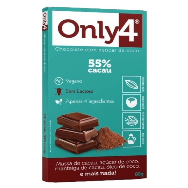 Chocolate 55% Cacau Sem Lactose Vegano Only4 80g