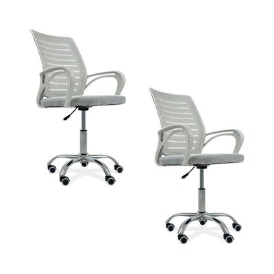 Kit 2 Cadeiras De Escritório Secretaria Diretor Roma Ergonômica - Branca