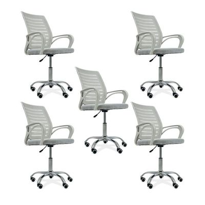 Kit 5 Cadeiras De Escritório Secretaria Diretor Roma Ergonômica - Branca