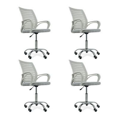 Kit 4 Cadeiras De Escritório Secretaria Diretor Roma Ergonômica - Branca
