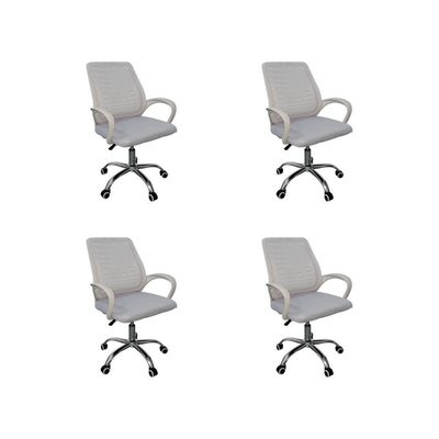 Kit 4 Cadeiras De Escritório Esteirinha Mesh Ergonômica Branco
