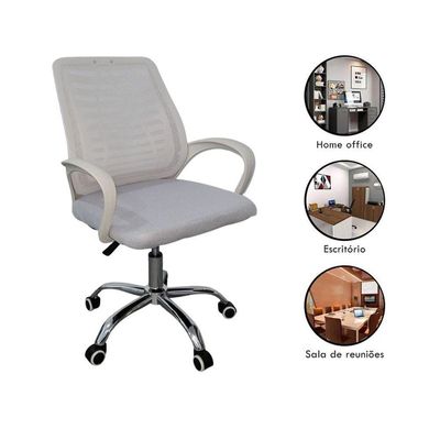 Kit 4 Cadeiras De Escritório Esteirinha Mesh Ergonômica Branco