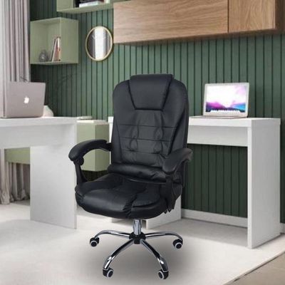 Cadeira De Escritório Presidente Reclinável Ergonômica Preto