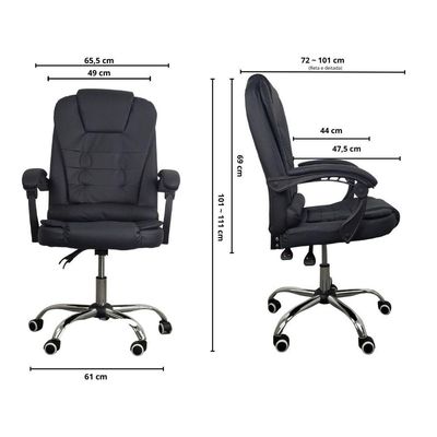 Cadeira De Escritório Presidente Reclinável Ergonômica Preto