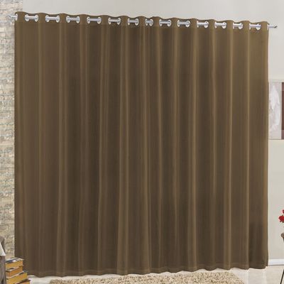 Cortina 4 Mts Sala Quarto Voal e Linho para Trilho Comum Tabaco