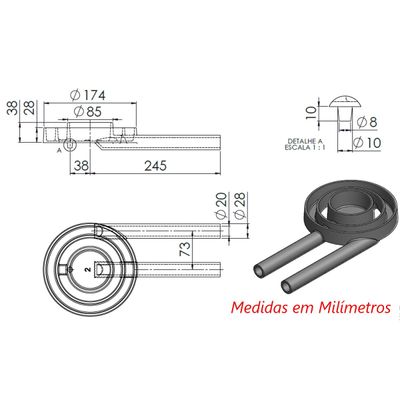 Queimador Duplo Longo Completo Fogão Industrial Ferro 17,2cm