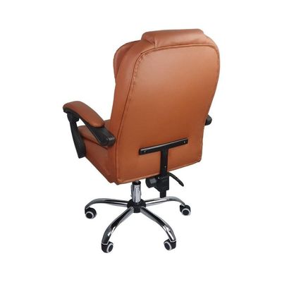 Cadeira De Escritório Presidente Reclinável Ergonômica Marrom Claro