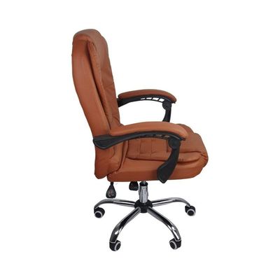 Cadeira De Escritório Presidente Reclinável Ergonômica Marrom Claro