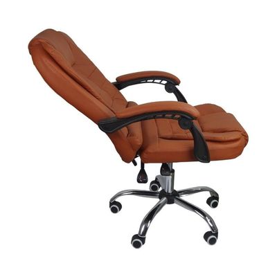 Cadeira De Escritório Presidente Reclinável Ergonômica Marrom Claro