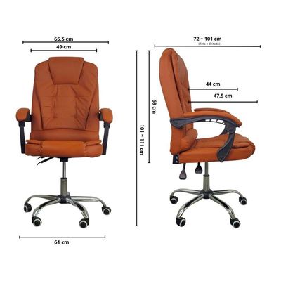 Cadeira De Escritório Presidente Reclinável Ergonômica Marrom Claro
