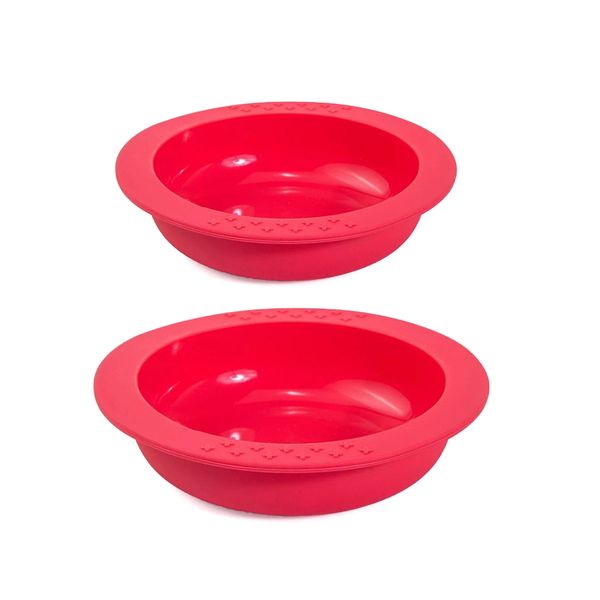 Prato Infantil Silicone Inquebravel Vermelho Kit Criança 2un