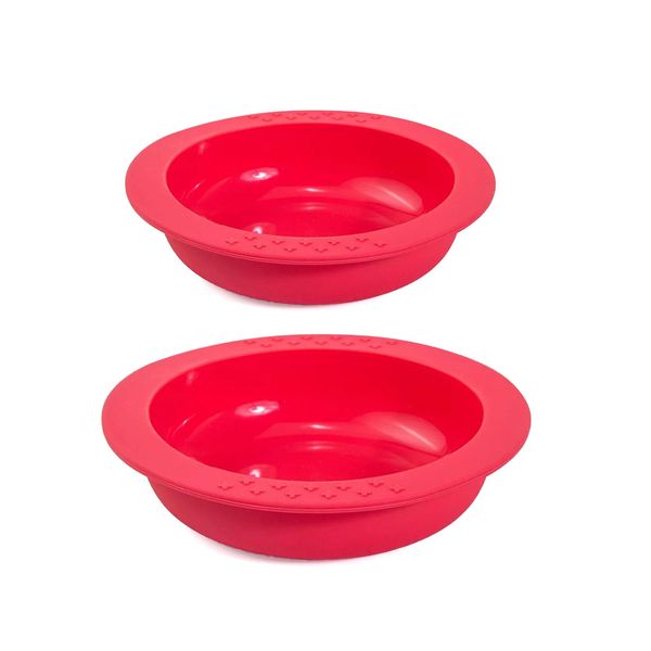 Prato Infantil Silicone Inquebravel Vermelho Kit Criança 2un Prato Infantil Silicone Inquebravel Vermelho Kit Criança 2un