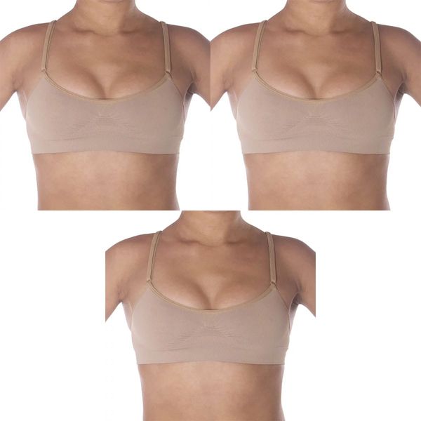 Kit 3 Tops Selene Regulável Sem Costura Feminino - Nude M / Bege