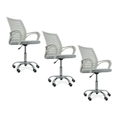 Kit 3 Cadeiras De Escritório Secretaria Diretor Roma Ergonômica - Branca