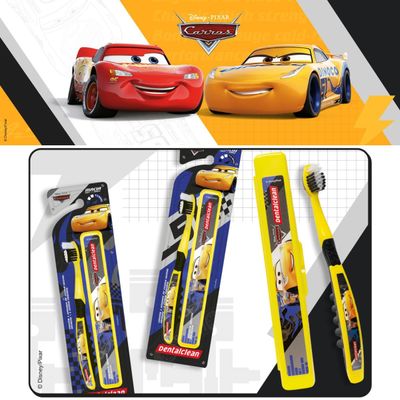 ESCOVA DE DENTE + ESTOJO CARROS ESCOLAR 3 ANOS - DENTALCLEAN