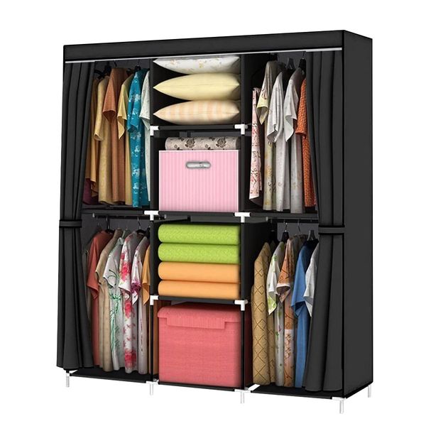 Guarda Roupa Portátil 2 Portas - Preto - Tudo em Caixa