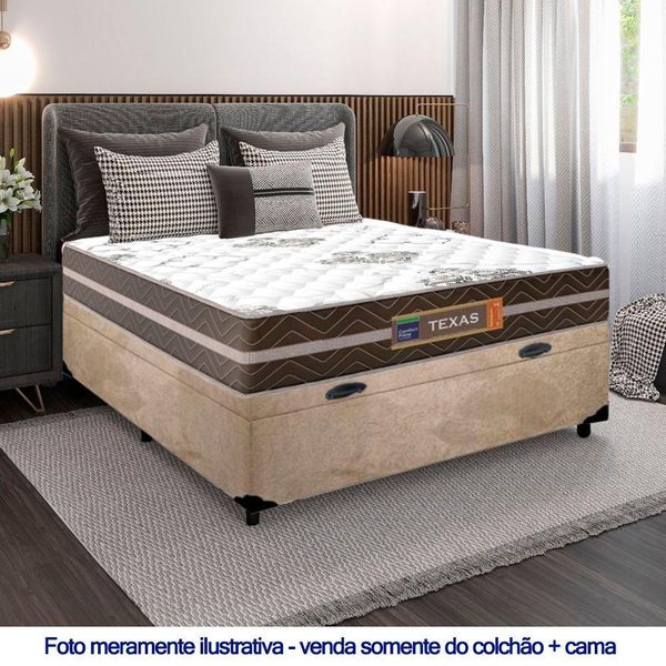Cama Box Baú Casal Suede + Colchão Molas Ensacadas Texas Prime Colchões Bege 138cm