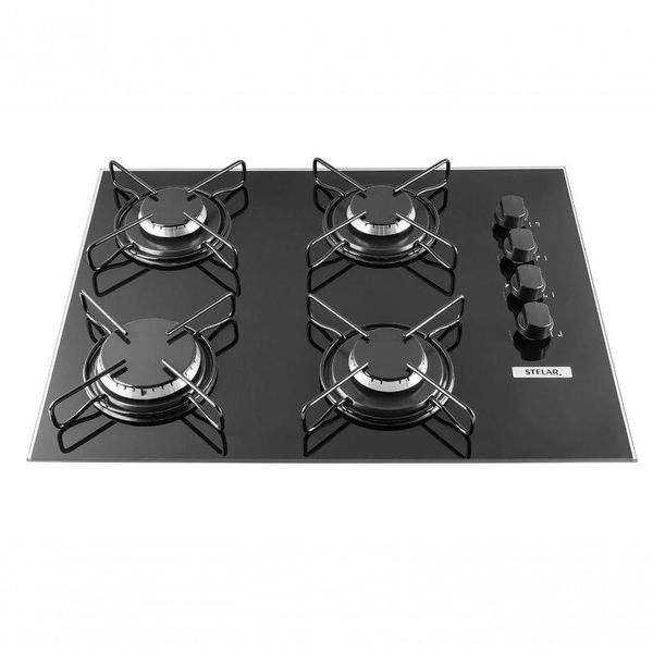 Cooktop a Gas 4 Bocas Stelar Bivolt Preto Bivolt