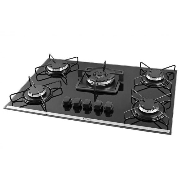 Cooktop A Gás Stelar 5q Soft Tripla Chama Preto Bivolt Bivolt