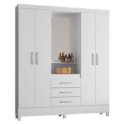 Cômoda Astral E Guarda Roupa Casal Capelinha Pérsia Branco Flex - Demóbile