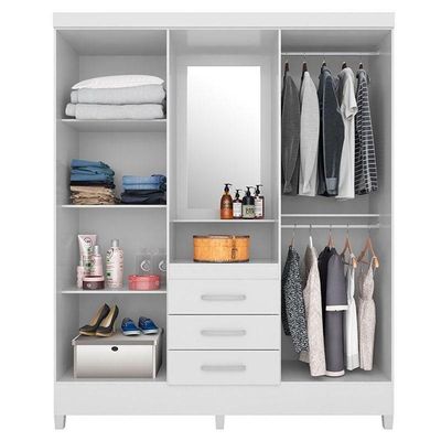 Cômoda Astral E Guarda Roupa Casal Capelinha Pérsia Branco Flex - Demóbile