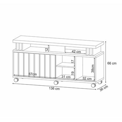 Bancada Decorativa Grohl 1.3 Porta Deslizante TV até 50 Pol Off White/Cinamomo G26 - Gran Belo