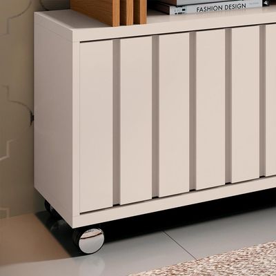 Bancada Decorativa Grohl 1.3 Porta Deslizante TV até 50 Pol Off White/Cinamomo G26 - Gran Belo