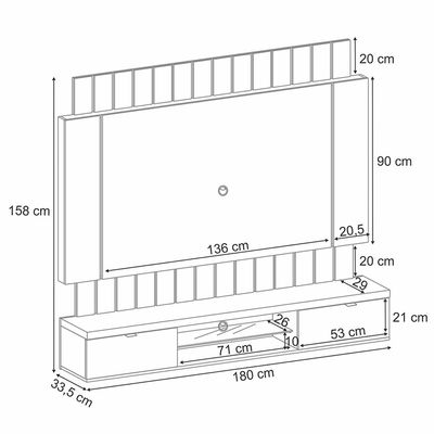 Painel Home Suspenso 1.8 para TV até 55" Sala de Estar Shawn Off White/Cinamomo G26 - Gran Belo