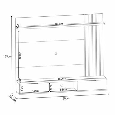 Painel Suspenso Decorativo Ripado MDP/MDF Portas Basculantes Dublin Off White/Cinamomo G26 - Gran Belo
