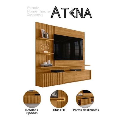 Estante Home Theater Suspenso Ambiente Atena Cumaru - Madetec