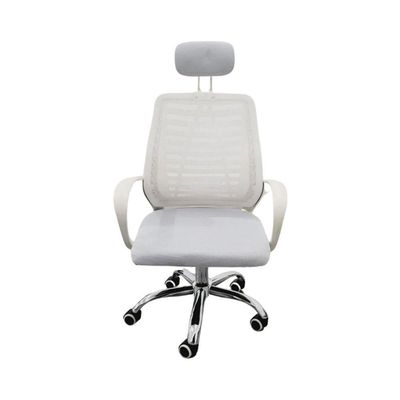 Kit 3 Cadeiras Escritório Diretor Tela Mesh Encosto De Cabeça Branco