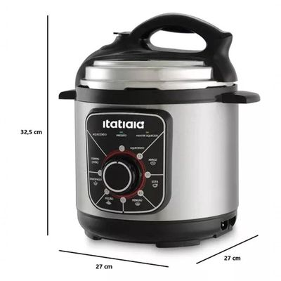 Panela de Pressão Eletrica Essencial 3L 700W Inox com Preto 127V