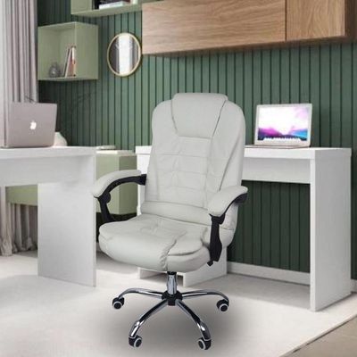 Cadeira De Escritório Presidente Reclinável Ergonômica Branco