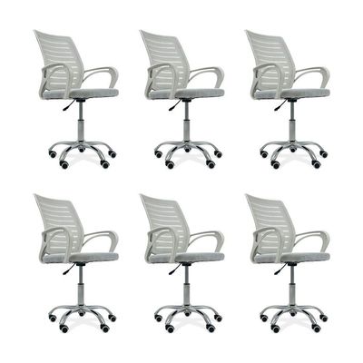 Kit 6 Cadeiras De Escritório Secretaria Diretor Roma Ergonômica - Branca