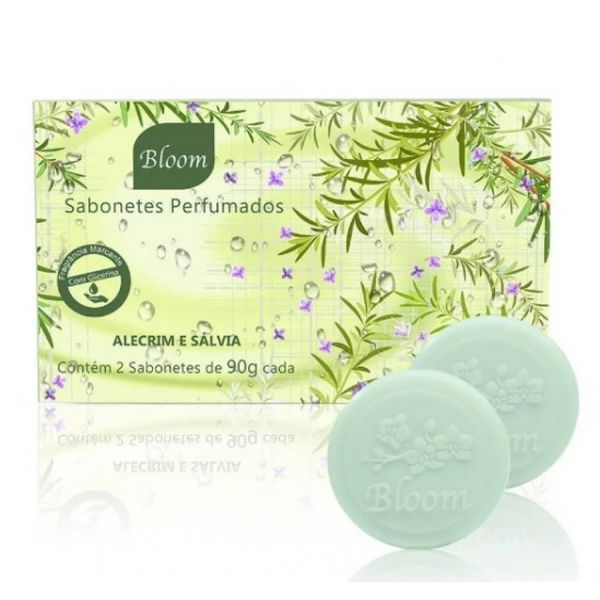 Estojo c 2 Sabonetes Perfumados Bloom Alecrim e Salvia(1124)
